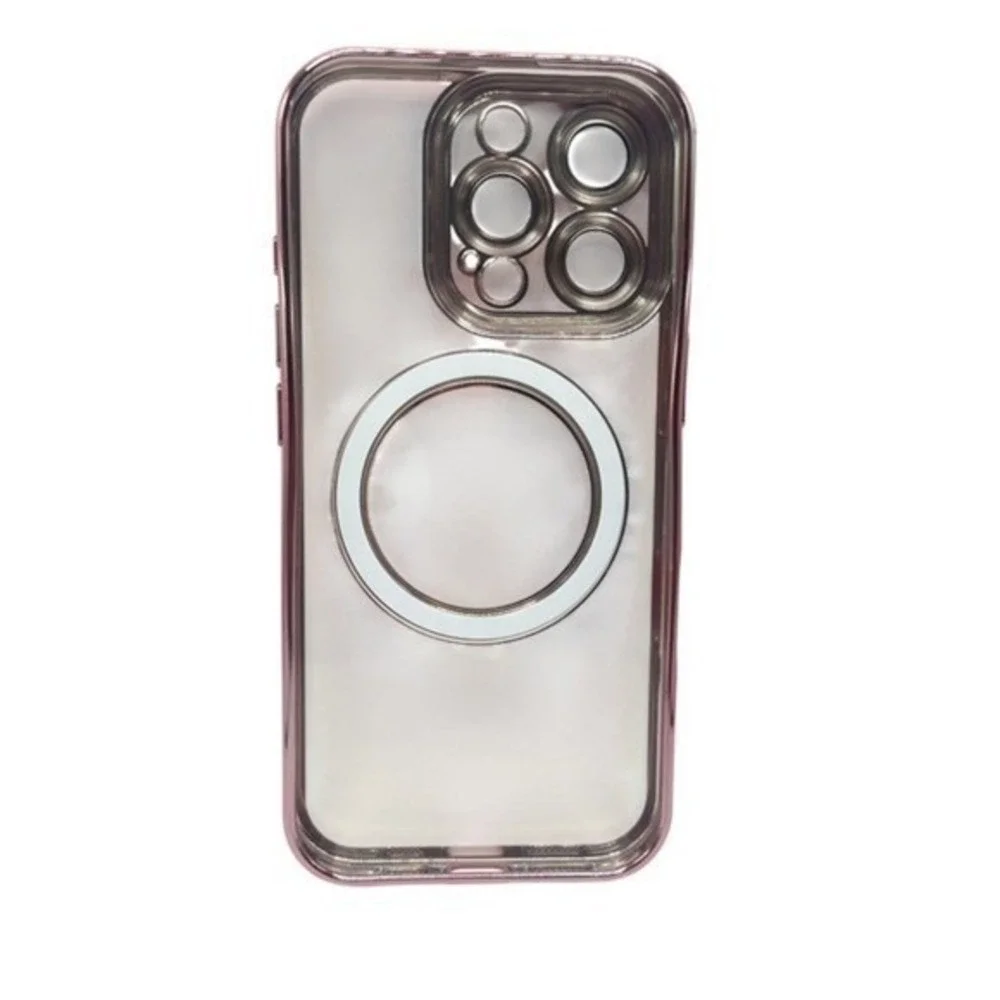 iPhone 16 Pro Max‎ Clear Protective Case Pink Metallic Trim NEW